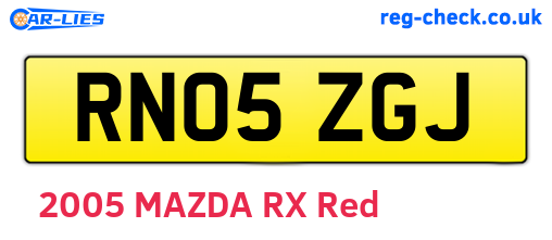 RN05ZGJ are the vehicle registration plates.