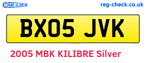 BX05JVK are the vehicle registration plates.
