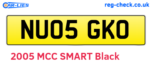 NU05GKO are the vehicle registration plates.