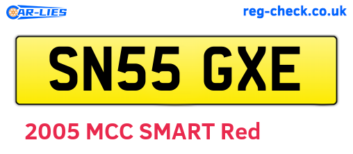 SN55GXE are the vehicle registration plates.