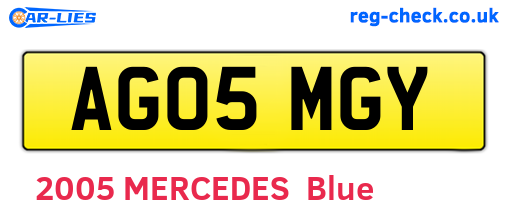 AG05MGY are the vehicle registration plates.