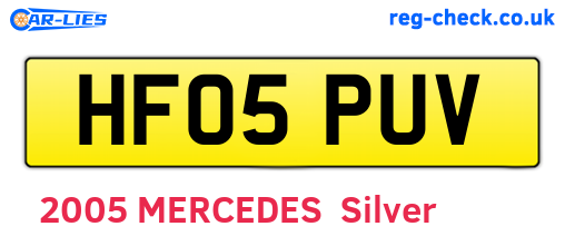 HF05PUV are the vehicle registration plates.