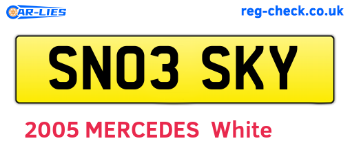 SN03SKY are the vehicle registration plates.