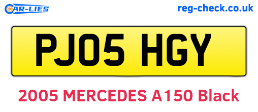 PJ05HGY are the vehicle registration plates.