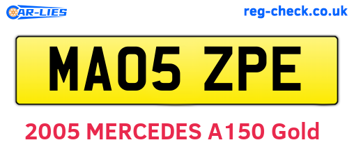 MA05ZPE are the vehicle registration plates.