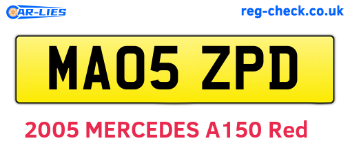 MA05ZPD are the vehicle registration plates.