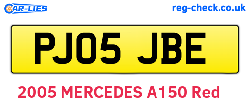PJ05JBE are the vehicle registration plates.