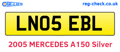 LN05EBL are the vehicle registration plates.