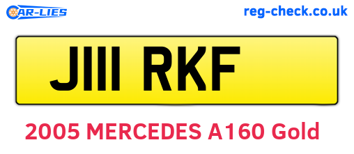J111RKF are the vehicle registration plates.