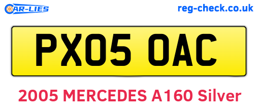 PX05OAC are the vehicle registration plates.
