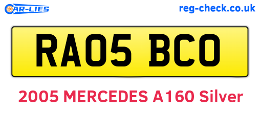 RA05BCO are the vehicle registration plates.