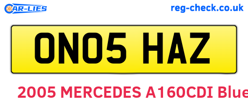 ON05HAZ are the vehicle registration plates.