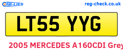 LT55YYG are the vehicle registration plates.