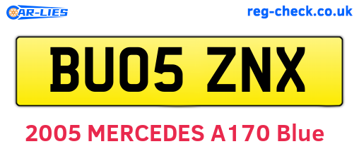 BU05ZNX are the vehicle registration plates.