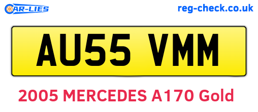 AU55VMM are the vehicle registration plates.