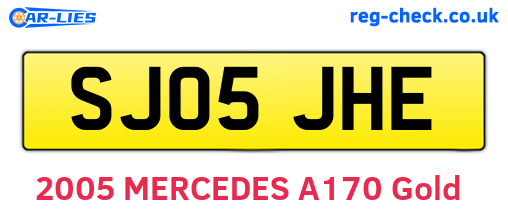 SJ05JHE are the vehicle registration plates.