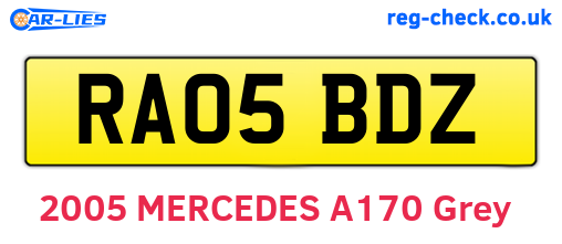 RA05BDZ are the vehicle registration plates.