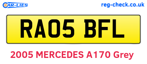 RA05BFL are the vehicle registration plates.