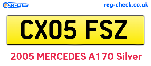 CX05FSZ are the vehicle registration plates.