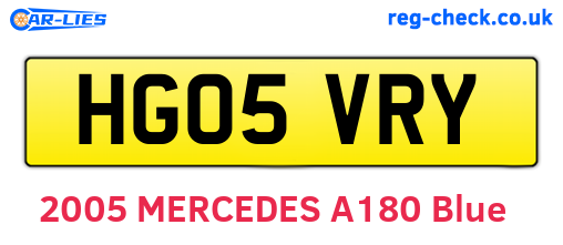 HG05VRY are the vehicle registration plates.