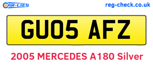 GU05AFZ are the vehicle registration plates.