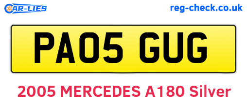 PA05GUG are the vehicle registration plates.