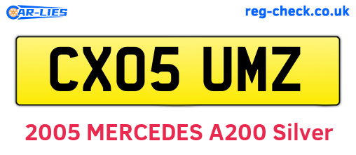 CX05UMZ are the vehicle registration plates.