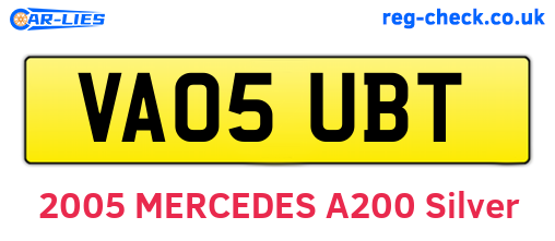 VA05UBT are the vehicle registration plates.