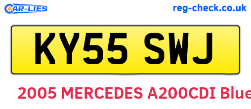 KY55SWJ are the vehicle registration plates.