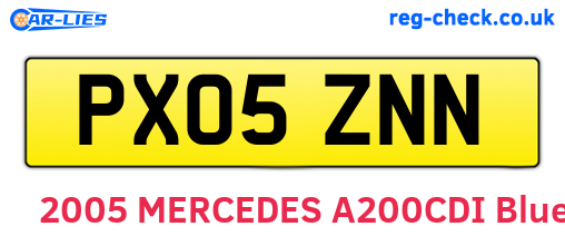 PX05ZNN are the vehicle registration plates.
