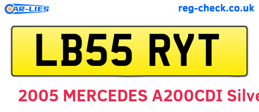 LB55RYT are the vehicle registration plates.