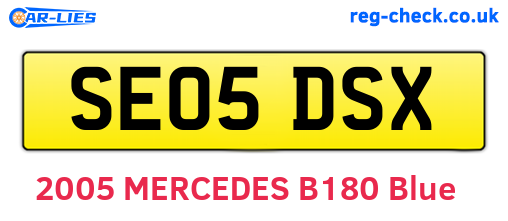 SE05DSX are the vehicle registration plates.