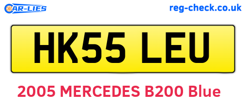 HK55LEU are the vehicle registration plates.