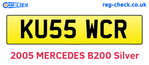 KU55WCR are the vehicle registration plates.