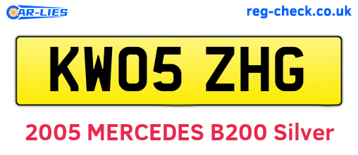 KW05ZHG are the vehicle registration plates.