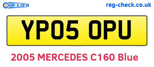 YP05OPU are the vehicle registration plates.