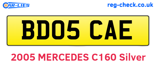 BD05CAE are the vehicle registration plates.