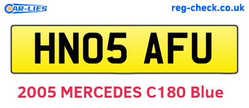 HN05AFU are the vehicle registration plates.