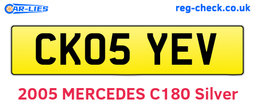 CK05YEV are the vehicle registration plates.