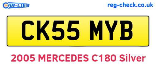 CK55MYB are the vehicle registration plates.