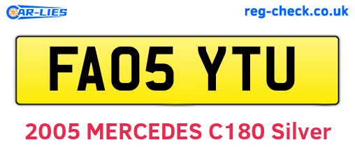 FA05YTU are the vehicle registration plates.