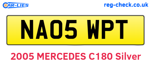 NA05WPT are the vehicle registration plates.