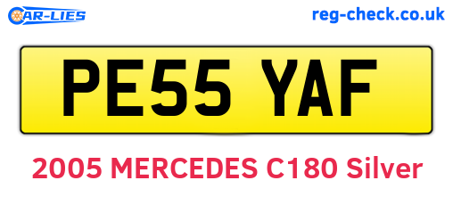 PE55YAF are the vehicle registration plates.