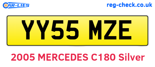 YY55MZE are the vehicle registration plates.