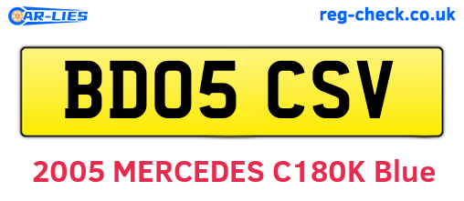BD05CSV are the vehicle registration plates.
