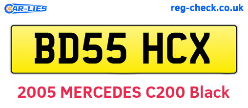 BD55HCX are the vehicle registration plates.