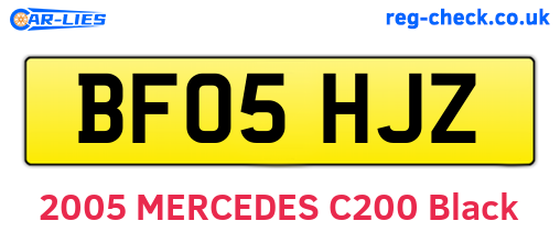 BF05HJZ are the vehicle registration plates.