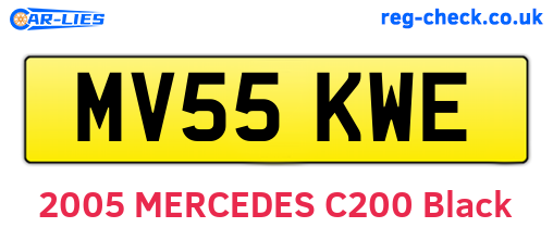 MV55KWE are the vehicle registration plates.