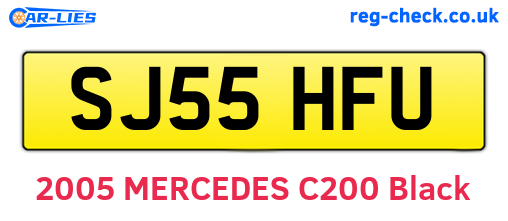 SJ55HFU are the vehicle registration plates.