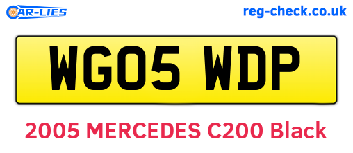 WG05WDP are the vehicle registration plates.